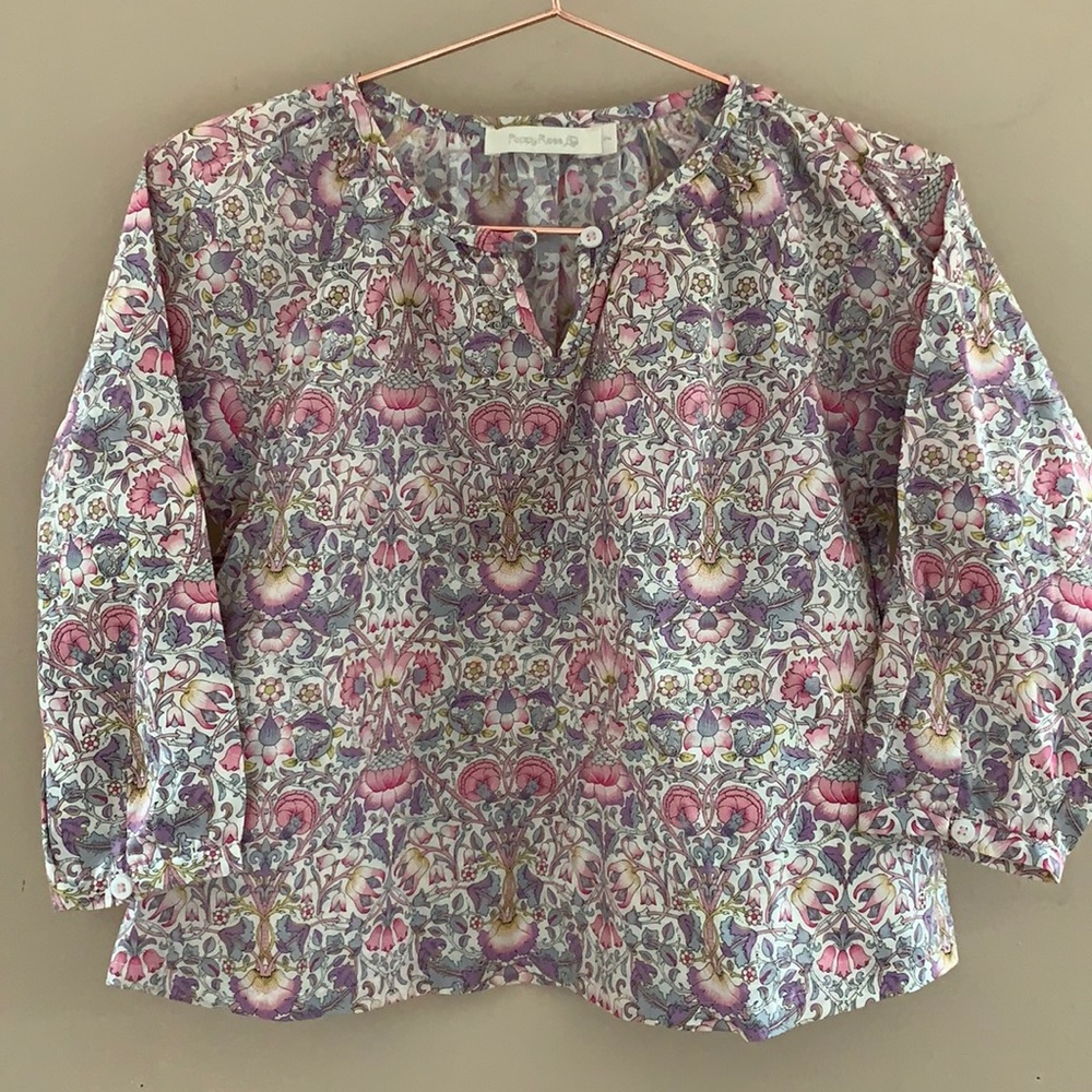 Poppy Rose liberty print blouse tunic pink floral
